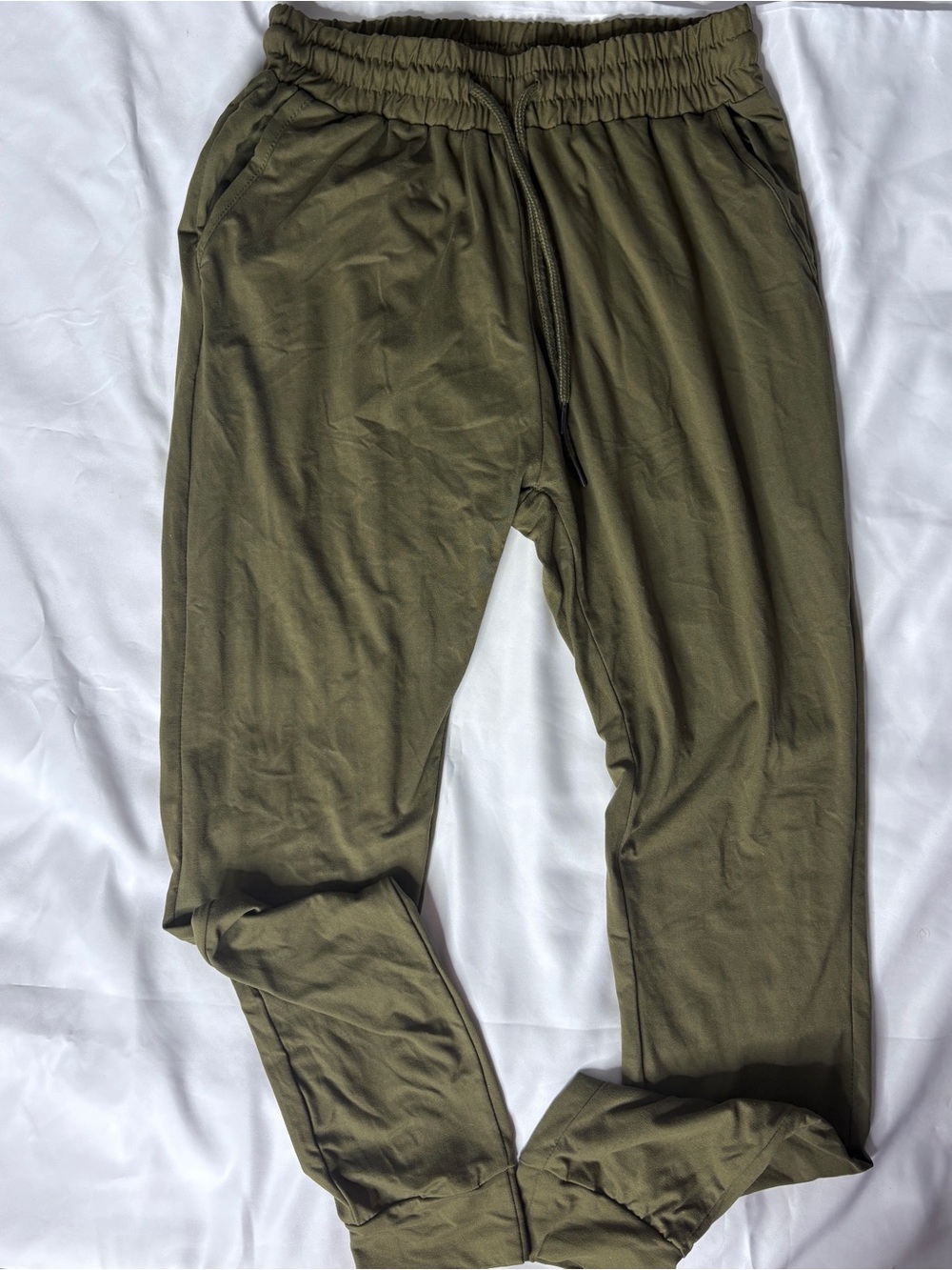 Source Unknown Olive Green Jogger Pants with Drawstring